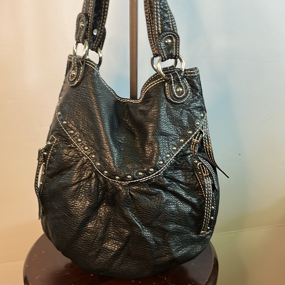 RED by MarcEcho black shoulder bag knob detailing, multi zippered pockets - Picture 2 of 5